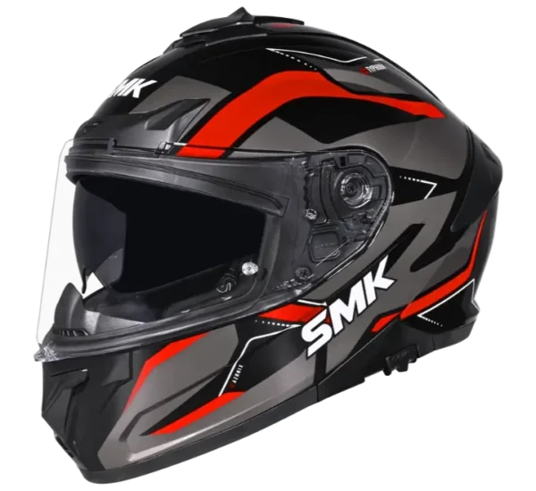 SMK Typhoon Azonix Gloss Black Red Grey Helmet (GL263)