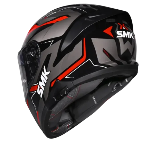 SMK Typhoon Azonix Gloss Black Red Grey Helmet (GL263) - Image 3