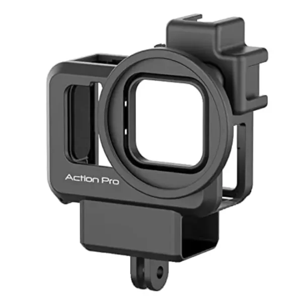 Action Pro Vlogging Plastic Protective Frame Mount Compatible with GoPro Hero 9 10 11 12 Black with Dual Cold Shoe Mount