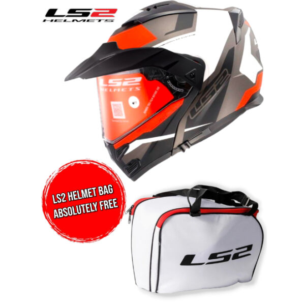 LS2 FF324 Metro Evo Complex Matt Black White Red ( With Peak) Helmet