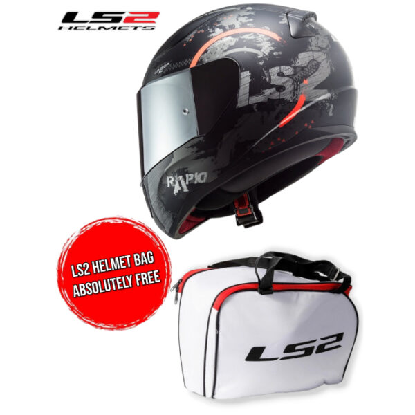 LS2 FF353 Rapid Circle Gloss Titanium Fluro Orange Helmet