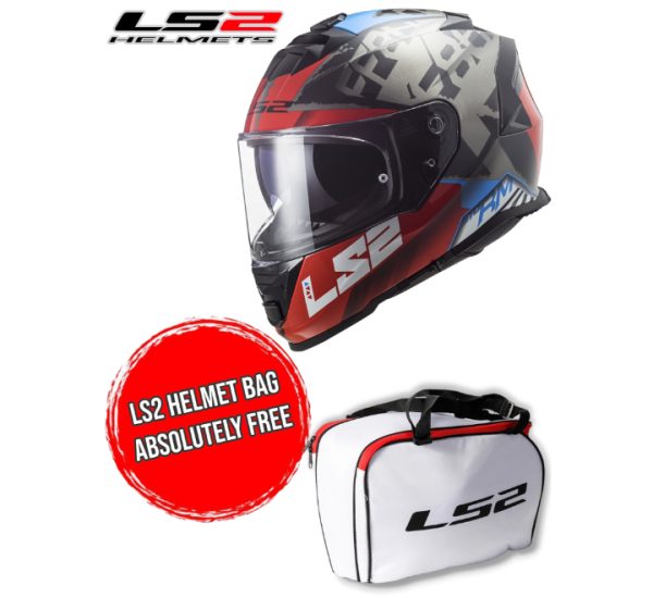 LS2 FF800 Storm Sprinter Black Red Titanium Helmet