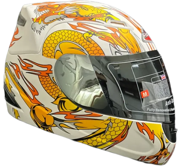 BF2 FF301 Dragon Matt White/ Orange Helmet - Image 3