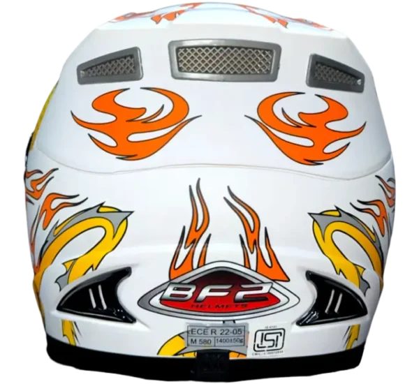 BF2 FF301 Dragon White Orange Helmet - Image 4