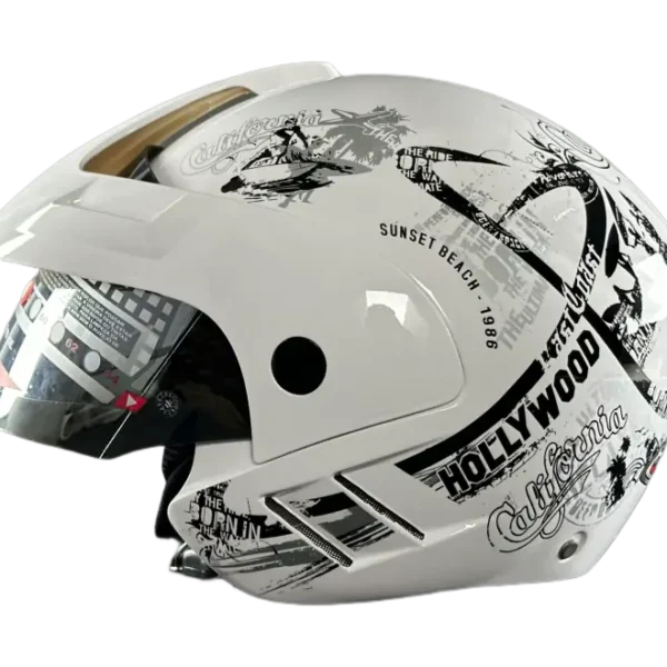 BF2 FF908 Graphic Matt White Hollywood Helmet