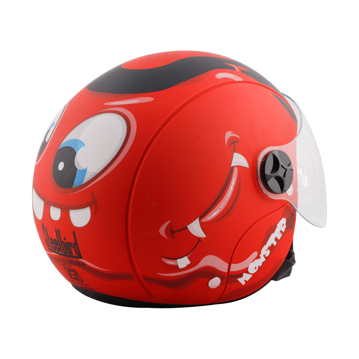 Steel Bird SBH 16 Skip Toad Open Face Gloss Sport Red Black Kids Helmet - Image 4
