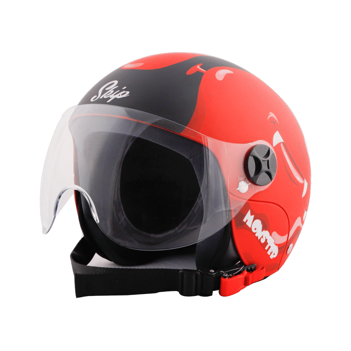 Steel Bird SBH 16 Skip Toad Open Face Gloss Sport Red Black Kids Helmet - Image 2