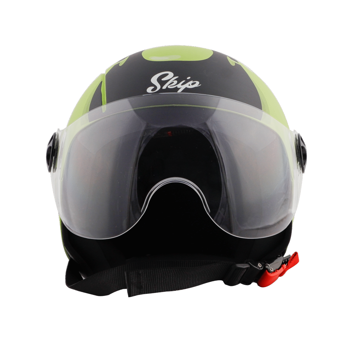 Steel Bird SBH 16 Skip Toad Open Face Gloss Yellow Green Helmet - Image 4