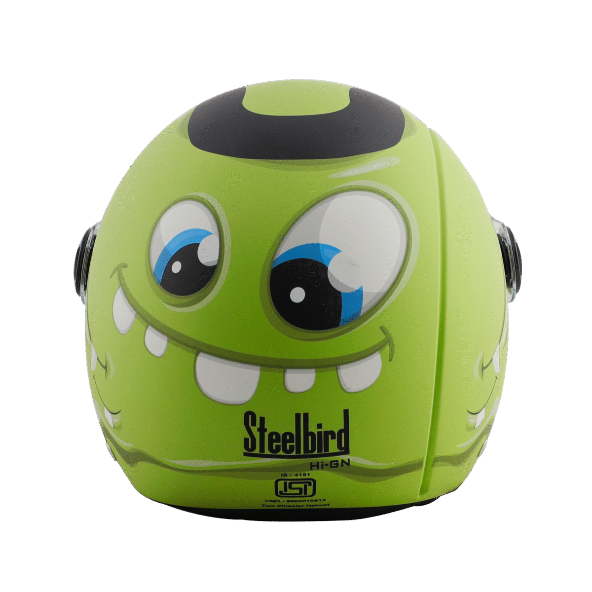 Steel Bird SBH 16 Skip Toad Open Face Gloss Yellow Green Helmet - Image 3