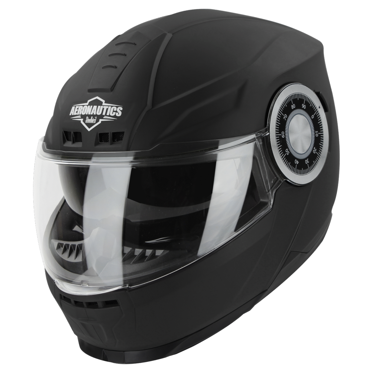 Steelbird SBH-40 Aeronautics Full Face Gloss Black Helmet (High End Interior)