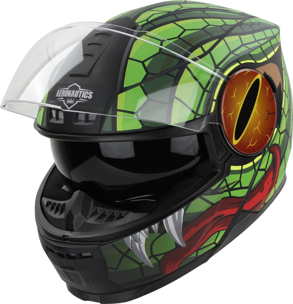 Steelbird SBH40 Aeronautics Mamba Full Face Matt Black Green Helmet