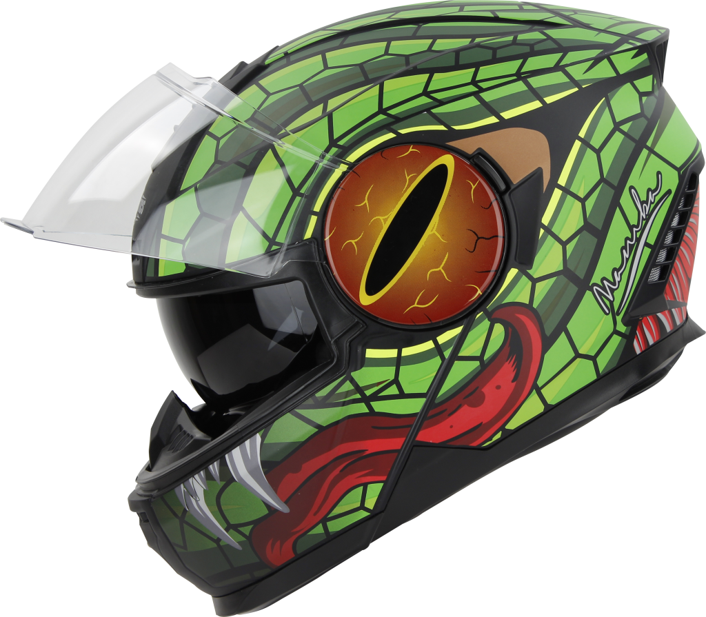 Steelbird SBH40 Aeronautics Mamba Full Face Gloss Black Green Helmet