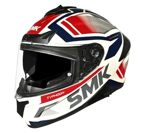 SMK Typhoon Thorn Gloss White Blue Red Helmet (GL136)