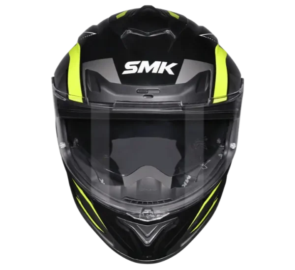 SMK Typhoon Azonix Gloss Black Hi-Viz Yellow Helmet (GL264) - Image 3