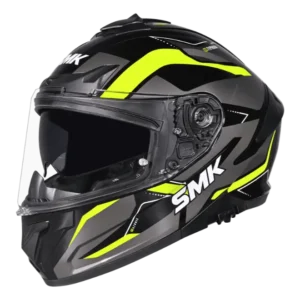 SMK Typhoon Azonix Gloss Black Hi-Viz Yellow Helmet (GL264)