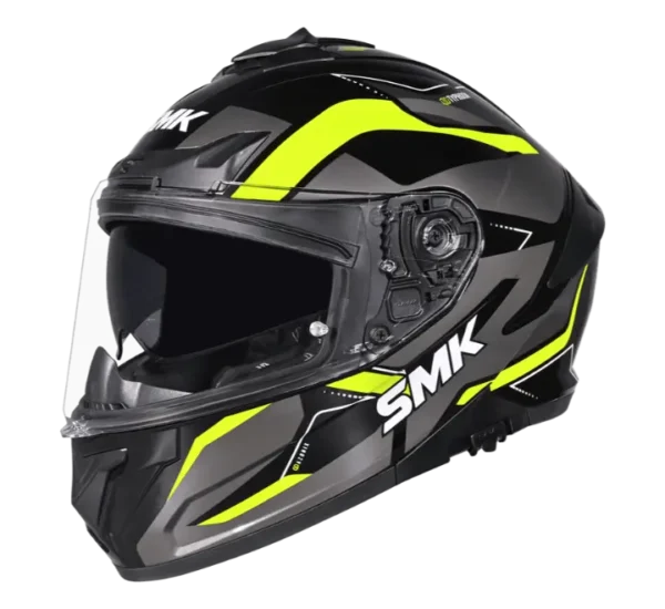 SMK Typhoon Azonix Gloss Black Hi-Viz Yellow Helmet (GL264)
