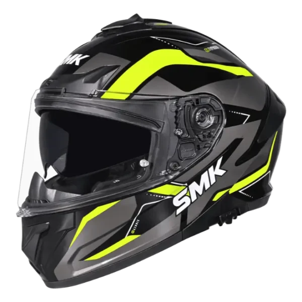 SMK Typhoon Azonix Gloss Black Hi-Viz Yellow Helmet (GL264)