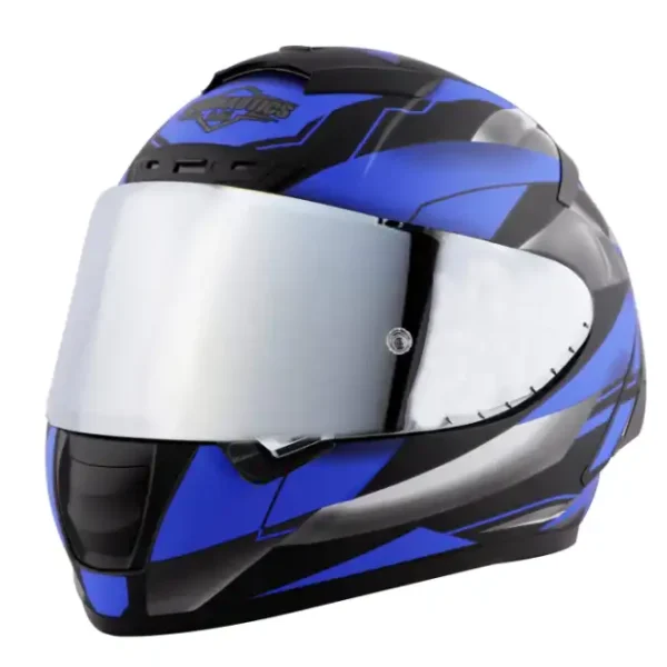 Steelbird Aeronautics SA-2 Metallic Black Blue Helmet (With Additional Visor)