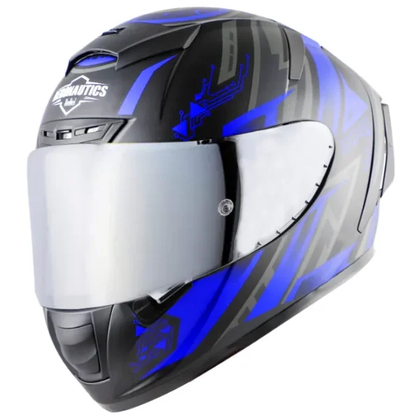 Steelbird Aeronautics SA-2 Electric Matt Black Blue Helmet (With Additional Visor)