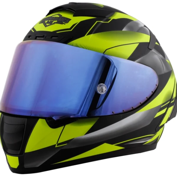 Steelbird Aeronautics SA-2 Metallic Black Fluro Neon Helmet (With Additional Visor)