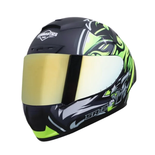 Steelbird Aeronautics SA-2 Villain Matt Black Green Helmet (With Additional Visor)