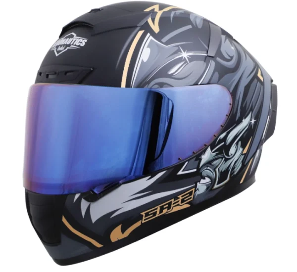 Steelbird Aeronautics SA-2 Villain Black Gold Helmet (With Additional Visor)