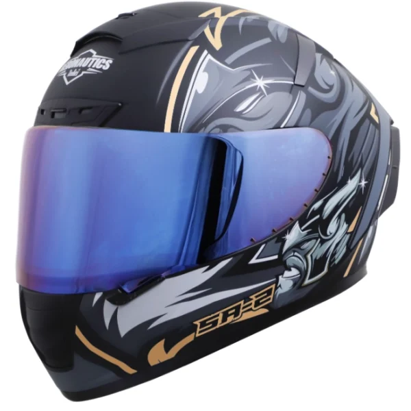 Steelbird Aeronautics SA-2 Villain Black Gold Helmet (With Additional Visor)
