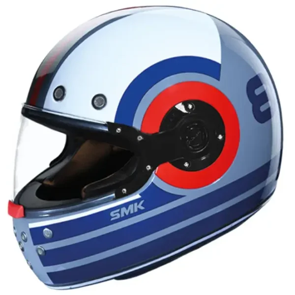 SMK Retro Ranko Gloss Grey Blue Red Helmet (GL653)