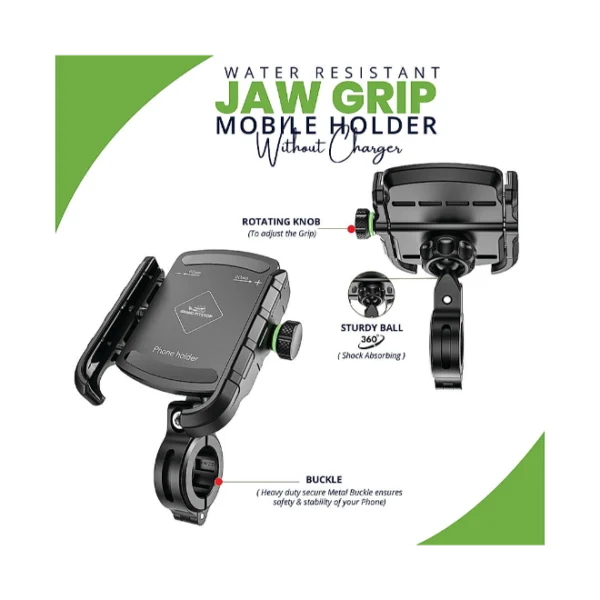 Grand PitStop JawGrip Aluminium Without Charger Mobile Holder - Black