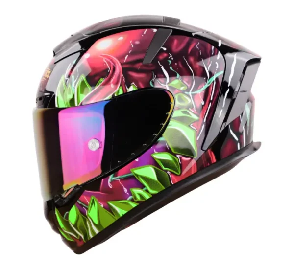 Steelbird Aeronautics SA-2 Fantasy Gloss Black Green Helmet - Image 5