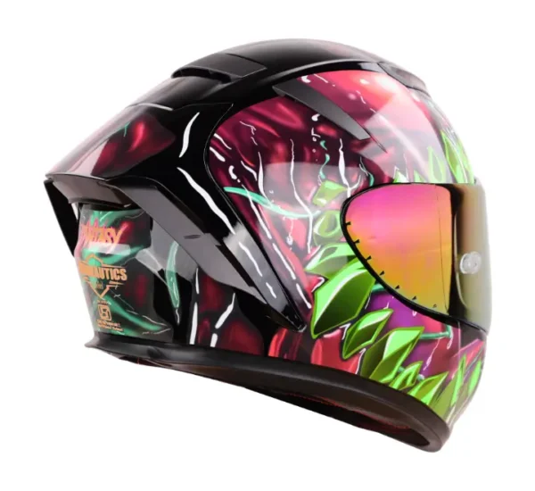 Steelbird Aeronautics SA-2 Fantasy Gloss Black Green Helmet - Image 4