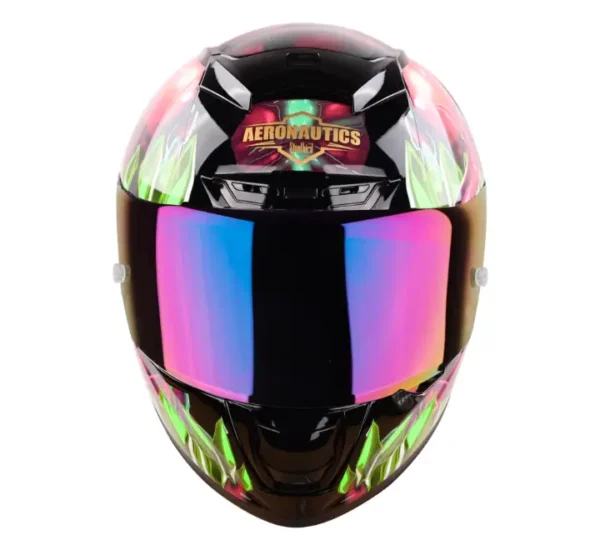 Steelbird Aeronautics SA-2 Fantasy Gloss Black Green Helmet - Image 2