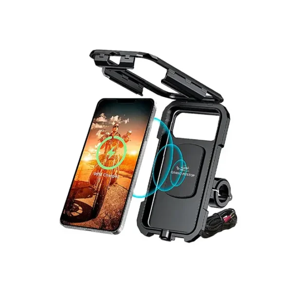 Grand PitStop Fully Waterproof Mobile Holder With 15W Fast Wireless & USB-C Charger