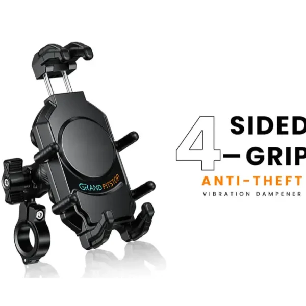 Grand PitStop 4-Sided Grip With Anti-Vibration Mobile Holder Mount - Black