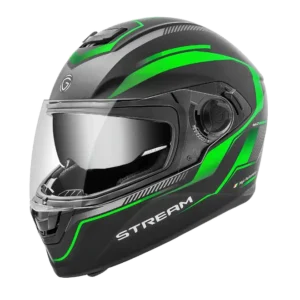 Gliders Stream- D1 Dual Visor Matt Black / Fluro Green Helmet