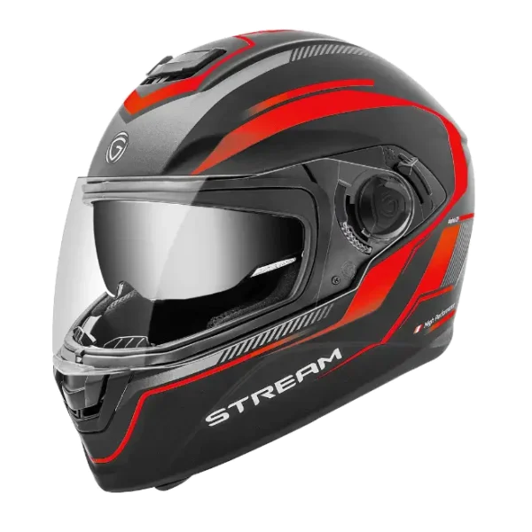 Gliders Stream- D1 Dual Visor Gloss Black / Red Helmet