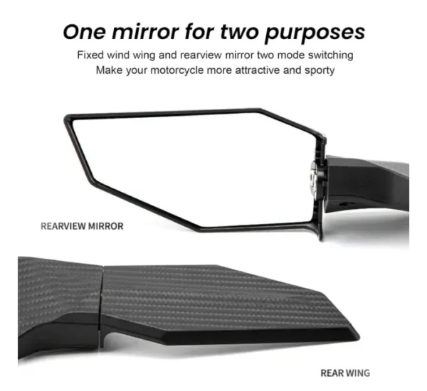 ProTaper Fairing Rear View Mirror Carbon Finish With Backlight Wing Style (Set of 2) - Image 2