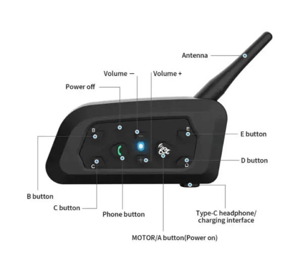 BSDDP Helmet Bluetooth Device with Intercom V6 - Image 2