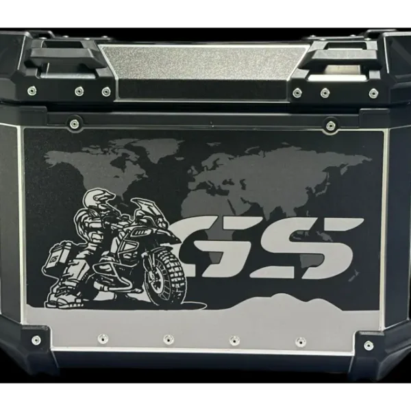 Moto Genius Aluminium GS Graphics Black/Silver 38L Panniers ( pair)