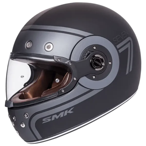 SMK Retro Seven Matt Black Grey Helmet (MA260)