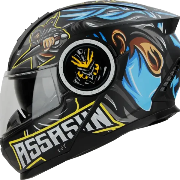STEELBIRD SBH-40 ASSASIN GLOSS BLACK BLUE HELMET