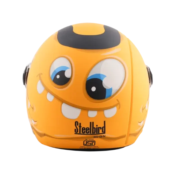Steelbird SBH-16 Skip Toad Open Face ISI Certified Helmet For Kids (Matt Black Moon Yellow)