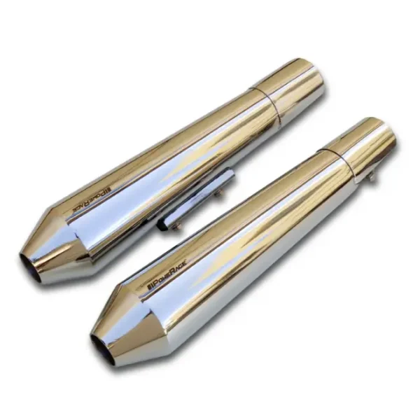 PoweRage Slip-Ons Exhaust For RE 650 Twins Polish Finish - Short