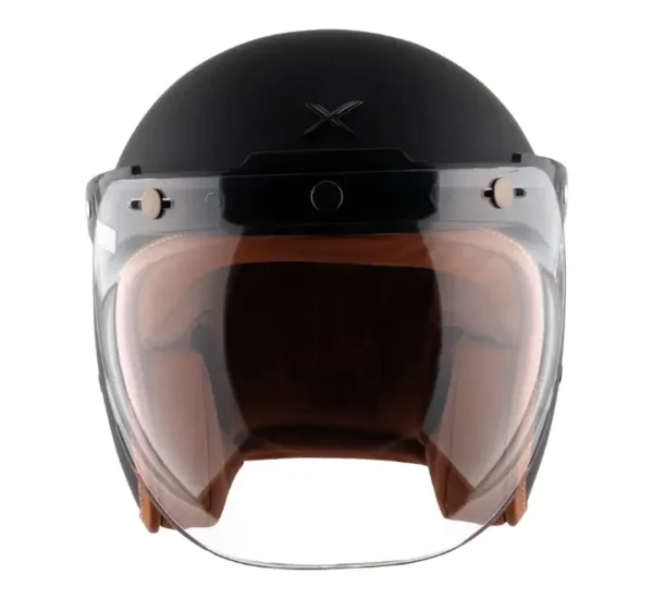 AXOR Retro Jet Leather Dull Black Helmet - Image 8