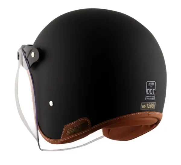 AXOR Retro Jet Leather Dull Black Helmet - Image 6