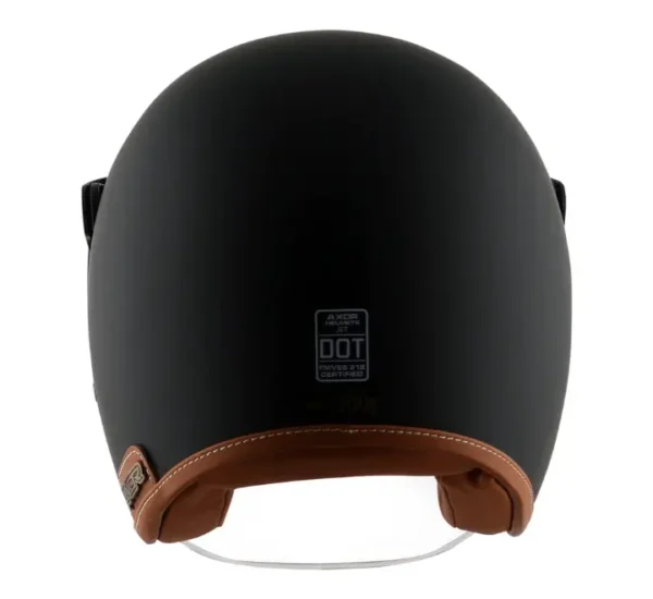 AXOR Retro Jet Leather Dull Black Helmet - Image 3