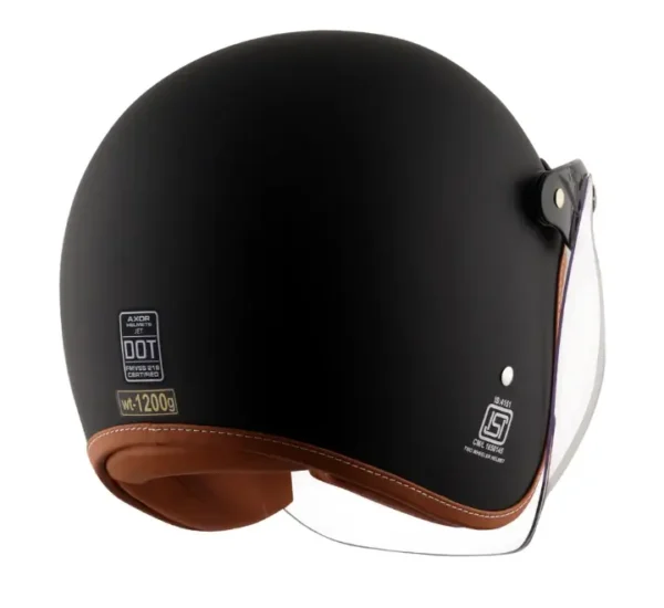 AXOR Retro Jet Leather Dull Black Helmet - Image 7