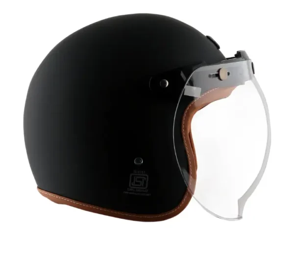 AXOR Retro Jet Leather Dull Black Helmet - Image 5