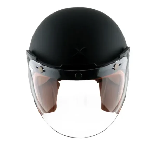 AXOR Retro Jet Leather Dull Black Helmet - Image 4