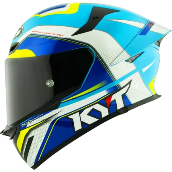 KYT TT-REVO Grand Prix White Light Blue Helmet